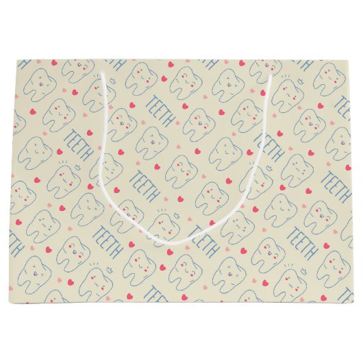 Pastel Happy Teeth Pattern Groot Cadeauzakje (Voorkant)