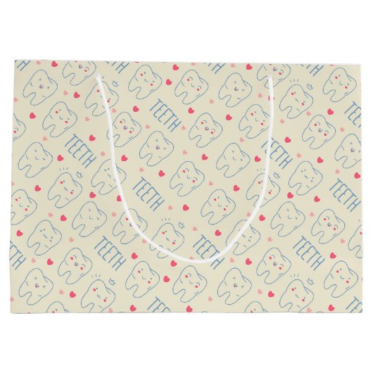 Pastel Happy Teeth Pattern Groot Cadeauzakje (Achterkant)