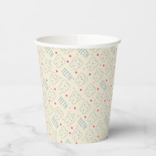 Pastel Happy Teeth Pattern Papieren Bekers