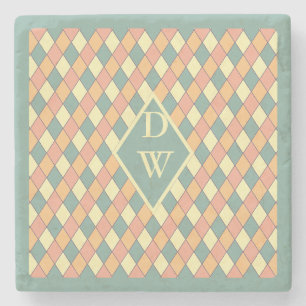 Pastel Harlekijn Monogram Geometrische Drank Decor Stenen Onderzetter