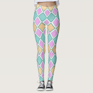 Pastel Harlekijn Prisma Diamant Patroon Leggings