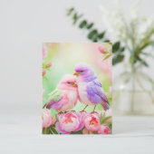 Pastel Harmony: Pluizige zangvogels Briefkaart (Staand voorkant)