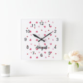 Pastel Harten op witte wandklok Vierkante Klok (Huis)