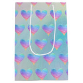 Pastel harten regenboog patroon medium cadeauzakje (Achterkant)