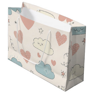 Pastel Harten & Wolken Watercolor Droom (10) Groot Cadeauzakje