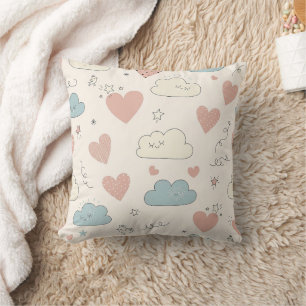 Pastel Harten & Wolken Watercolor Droom (10) Kussen