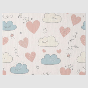 Pastel Harten & Wolken Watercolor Droom (10) Tissuepapier