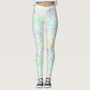 Pastel Harten & Wolken Watercolor Droom (2) Leggings