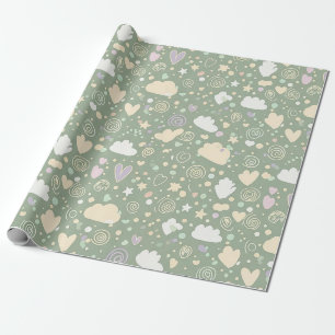 Pastel Harten & Wolken Watercolor Droom (4) Cadeaupapier
