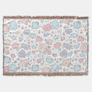 Pastel Harten & Wolken Watercolor Droom (5) Deken