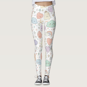 Pastel Harten & Wolken Watercolor Droom (6) Leggings