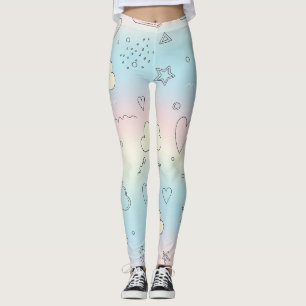 Pastel Harten & Wolken Watercolor Droom (8) Leggings