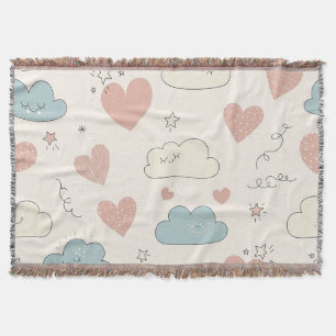 Pastel Harten & Wolken Waterverf Droom (10) Deken