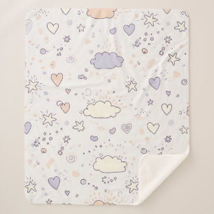 Pastel Harten & Wolken Waterverf Droom (7) Sherpa Deken