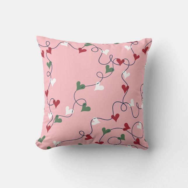 Pastel Hartengarlandekussen  Kussen (Voorkant)