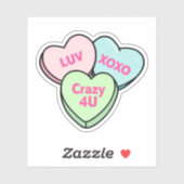 Pastel hartvormige Snoepjes met liefdesboodschappe Sticker (Vel)
