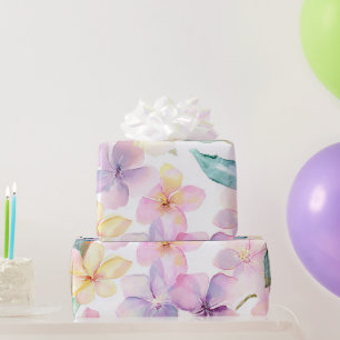 Pastel Hawaii Plumeria Paars Groen Frangipani Cadeaupapier