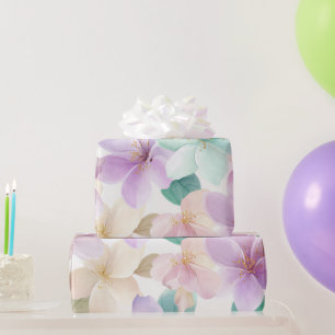 Pastel Hawaii Plumeria Paars Groen Frangipani Cadeaupapier