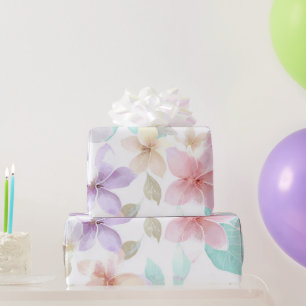 Pastel Hawaii Plumeria Paars Groen Frangipani Cadeaupapier