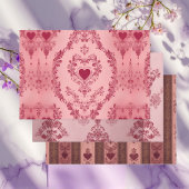 Pastel Heart Motif Delicate Floral Pattern Elegant Inpakpapier Vel
