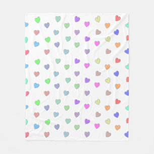 Pastel Heart Shape Pattern Fleece Blanket Deken