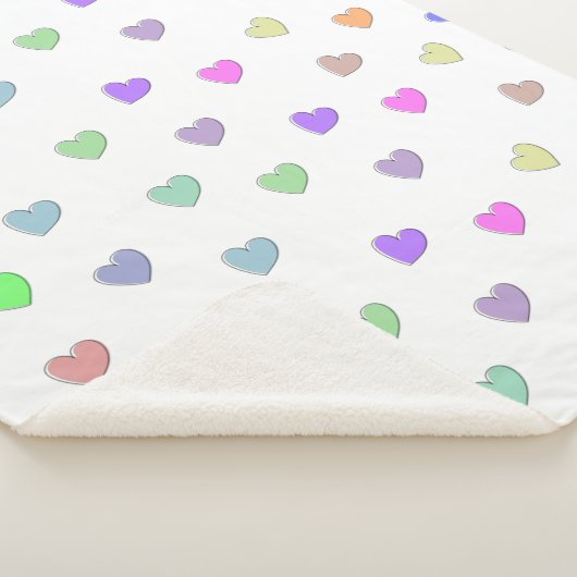 Pastel Heart Shape Pattern Sherpa Blanket Sherpa Deken (3/4)