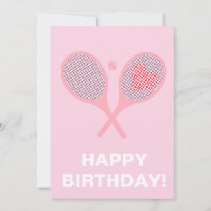 Pastel Heart Tennis Player Racquets Ball Birthday Kaart