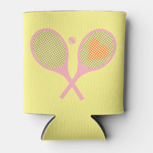 Pastel Heart Tennis Player Racquets Ball Design Blikjeskoeler