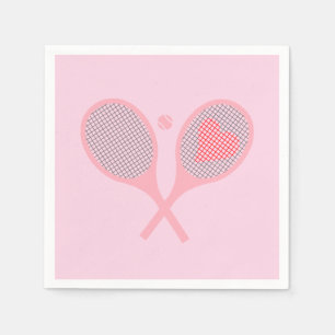 Pastel Heart Tennis Player Racquets Ball Design Servet