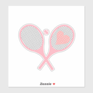 Pastel Heart Tennis Racquets en kogelvormig ontwer Sticker