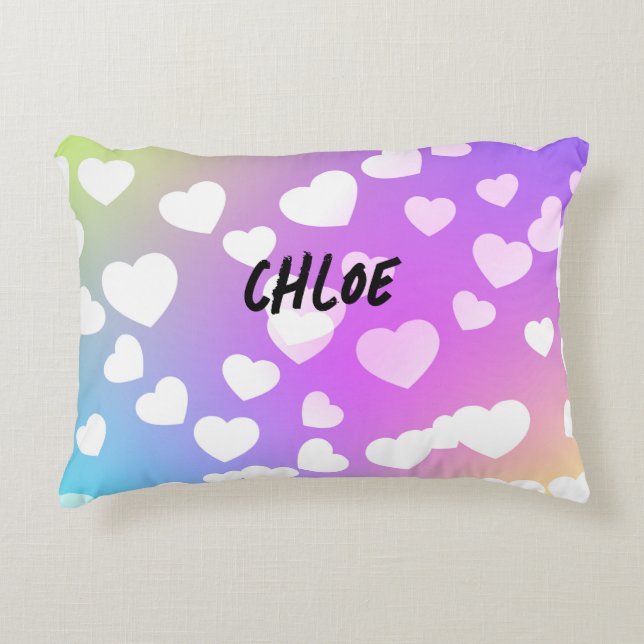 Pastel Hearts Accent Coussin Personnalisé. (Devant)