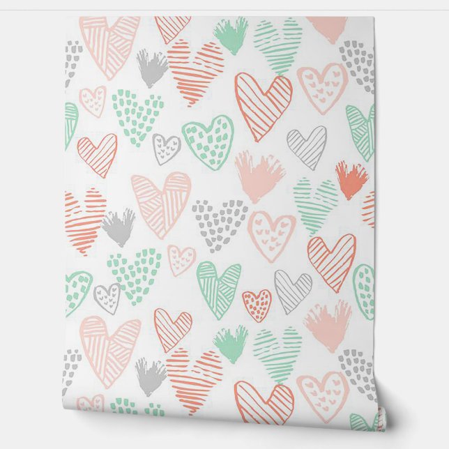 Pastel Hearts Behang (Afrollen)