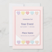 Pastel Hearts-uitnodiging Kaart (Voorkant)