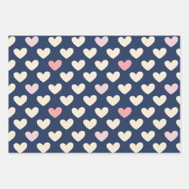 Pastel Hearts voor Navy Inpakpapier Vel