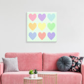 Pastel Hearts Wrapped Canvas Afdruk (Insitu (Woonkamer))