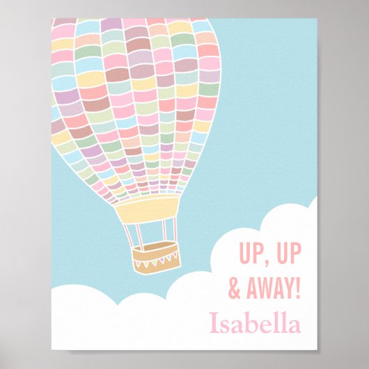 Pastel Heet Luchtballon Meisjes Kamer Decor Poster (Voorkant)