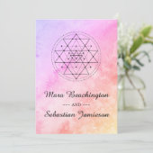 ** Pastel Heilige Geometrie Waterverf bruiloft Kaart (Staand voorkant)