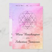 ** Pastel Heilige Geometrie Waterverf bruiloft Kaart (Voorkant / Achterkant)