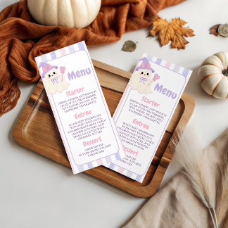 Pastel Heks Geest Baby Shower Menu 4x9