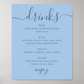 Pastel Hemelblauw Modern Huwelijksbar Drankjes Bor Poster