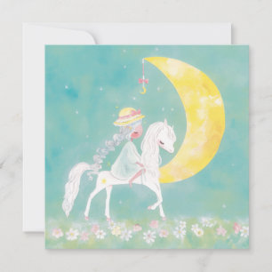 Pastel Hemels Paard en Halve Maan Feestdagenkaart
