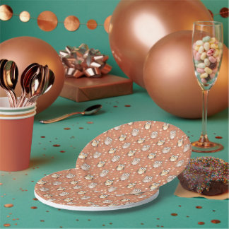 Pastel herfst Uil Pattern Sinaasappel Papieren Bordje