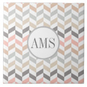 Pastel Herringbone Monogram Gepersonaliseerd Tegeltje (Voorkant)