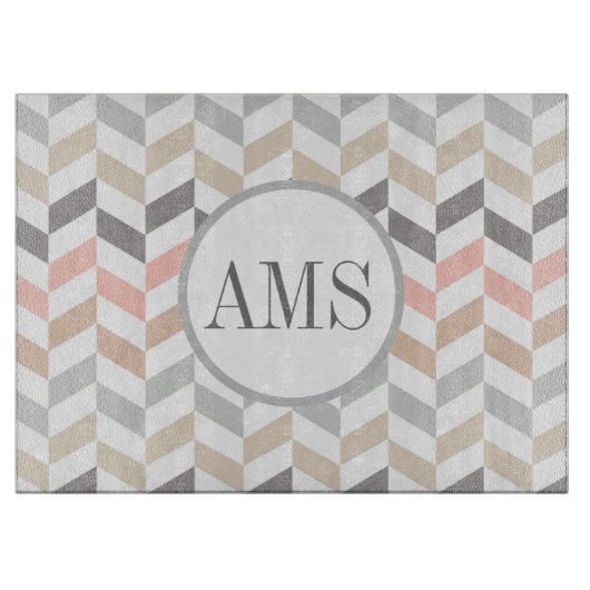 Pastel Herringbone Monogram Snijplank (Voorkant)