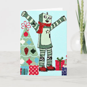  Pastel Holiday Robot Boy, Boom, Gifts Feestdagen Kaart