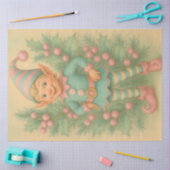Pastel Holly Christmas Elf Decoupage Tissuepapier (Craft)