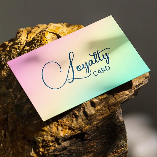 Pastel Holografisch Elegant Script Kalligrafie Klantenkaartje