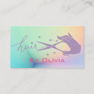 Pastel Holografische Kapsalon Logo Visitekaartje