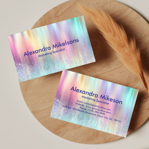 Pastel Holografische Professionele Branding Visitekaartje