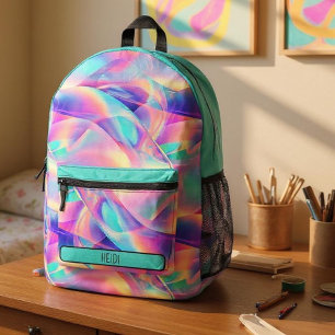 pastel holografische regenboog metallic bedrukte rugzak
